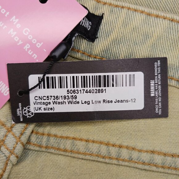 Pretty Little Thing Womens Size 8 Jeans Vintage Wash Wide Leg Low Rise Jeans Y2K - Picture 2 of 10